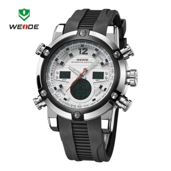 WEIDE WH 30 Meters Water Resistant LCD Quartz Stopwatch Running Sports Watches for Men White - intl  