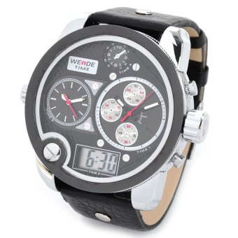 WEIDE WH2305-4 Men’s Sport PU Leather Band Digital + Analog Quartz Wrist Watch Black - intl  