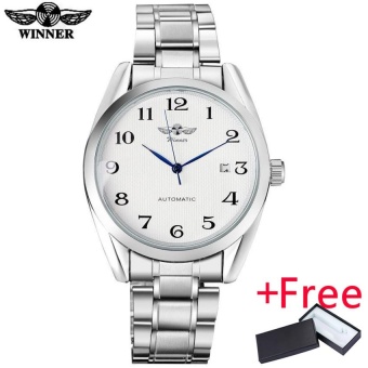 WINNER luxury men mechanical watches casual automatic wristwatches stainless steel band black dial auto date relogio masculino - intl  