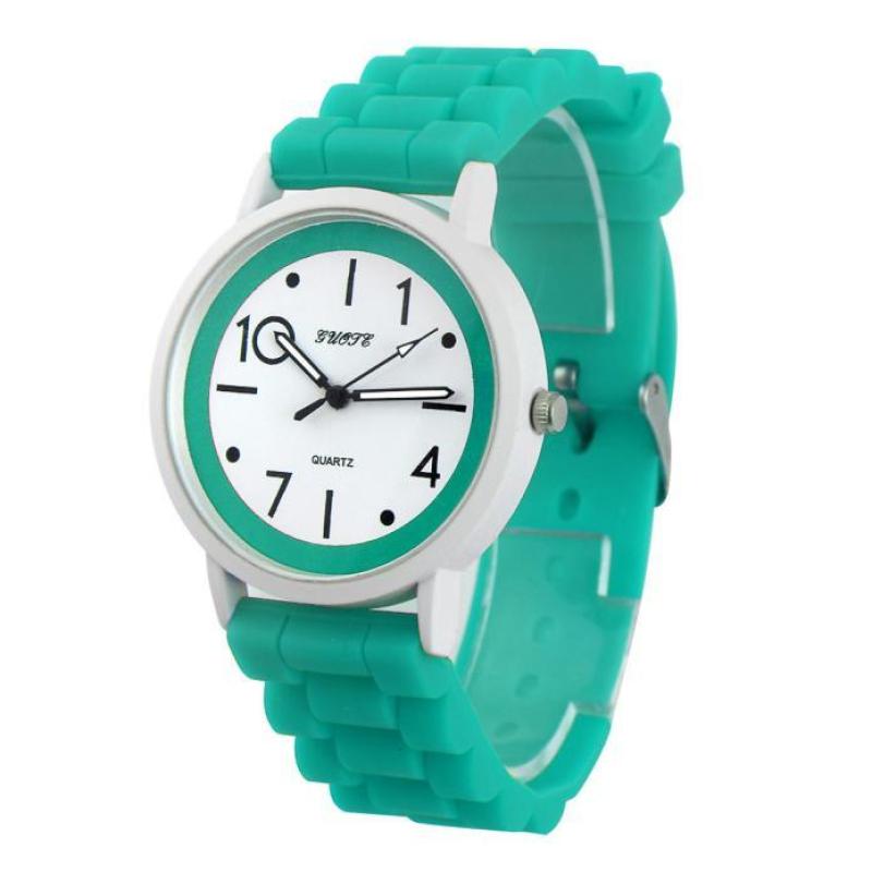 Women Silicone Rubber Jelly Gel Quartz Casual Sports Wrist Watch Green bán chạy