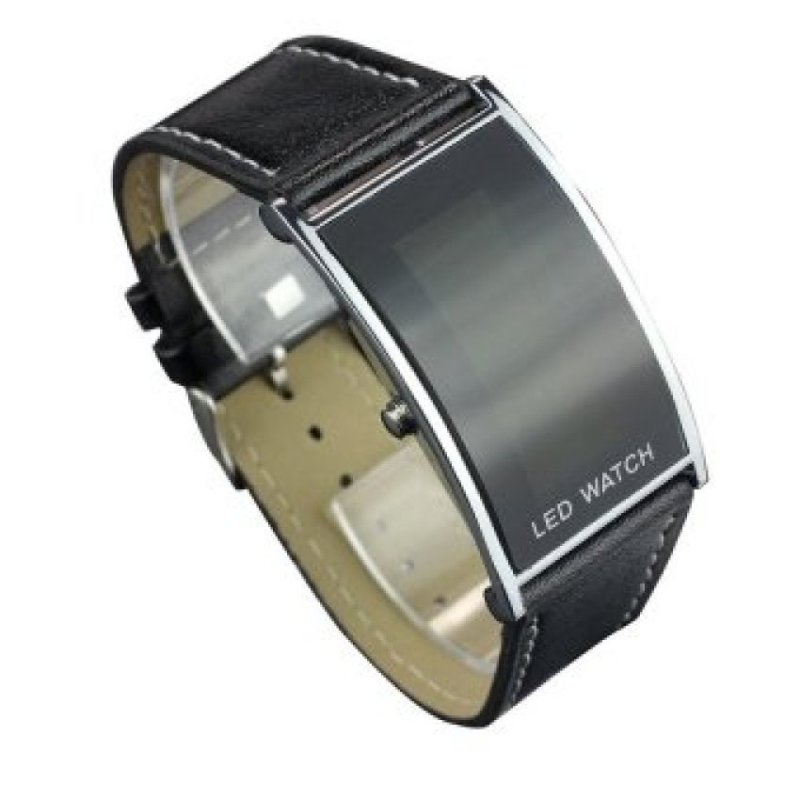WSJ LED Date Digital Women Men Sports Leather Bracelet Wrist WatchBlack - intl bán chạy