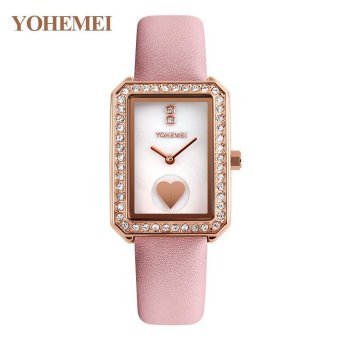 YOHEMEI 0171 Women Leather Strap Fashion Ladies Bracelet Quartz Watch - Pink - intl  