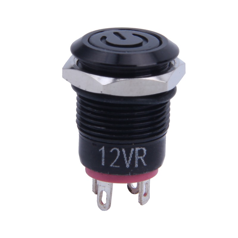 12V 2A 9.5mm LED Metal Cap Power Momentary Push Button Switch Car