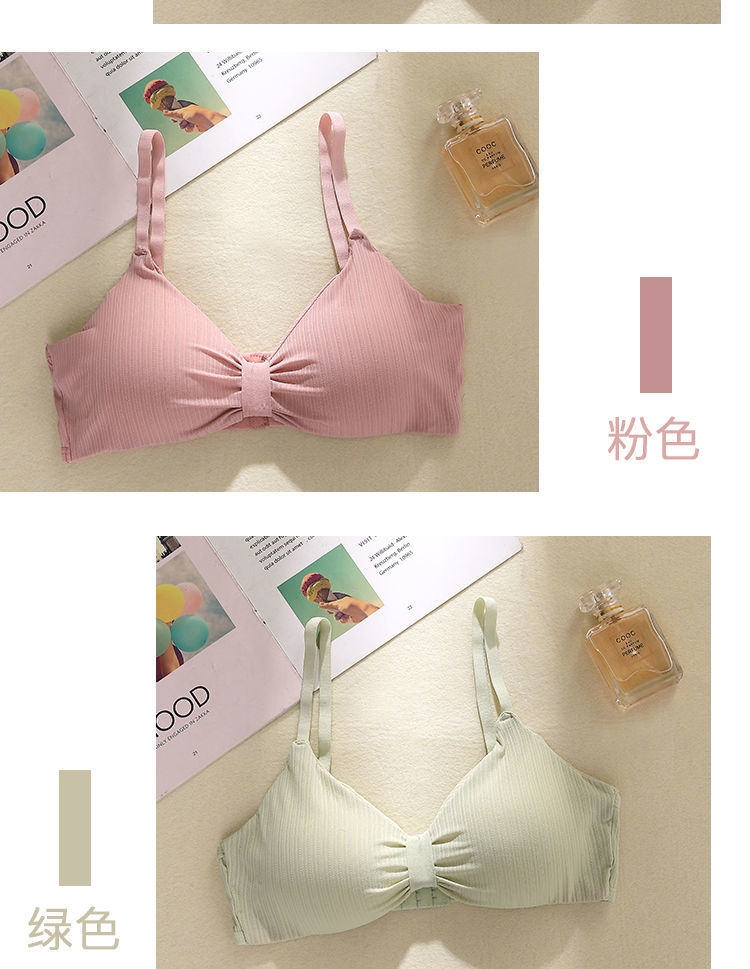 Ice silk sash strapless bra with female breathable sexy bowknot double-breasted flat-chested sneaked away candy color proof strapless students 12