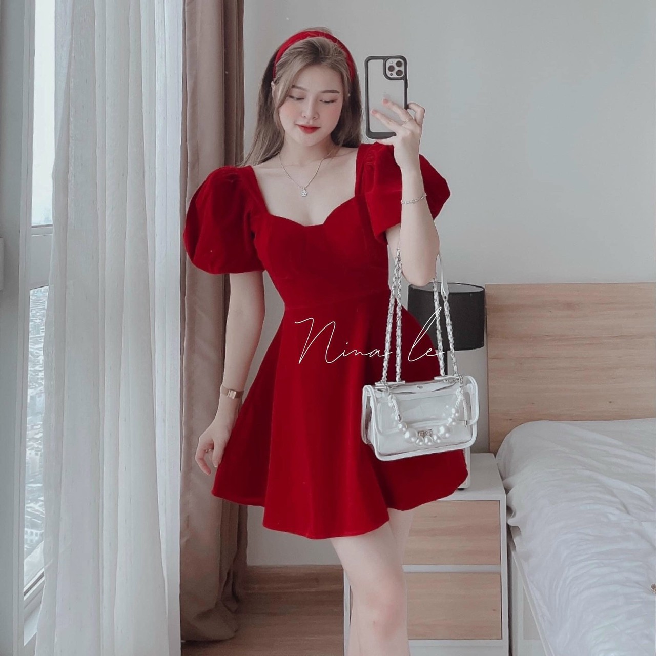 Đầm nhung đỏ, đầm noel màu đỏ đi chơi noel cực xinh xắn - Red dress - Đầm, váy  nữ | ThờiTrangNữ.vn