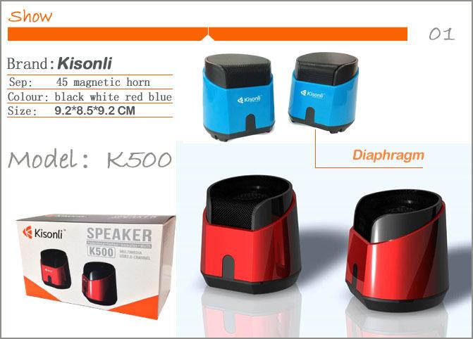 New design Kisonli K500 Mini Computer Multimedia Woofer Laptop Speaker /Sound Box