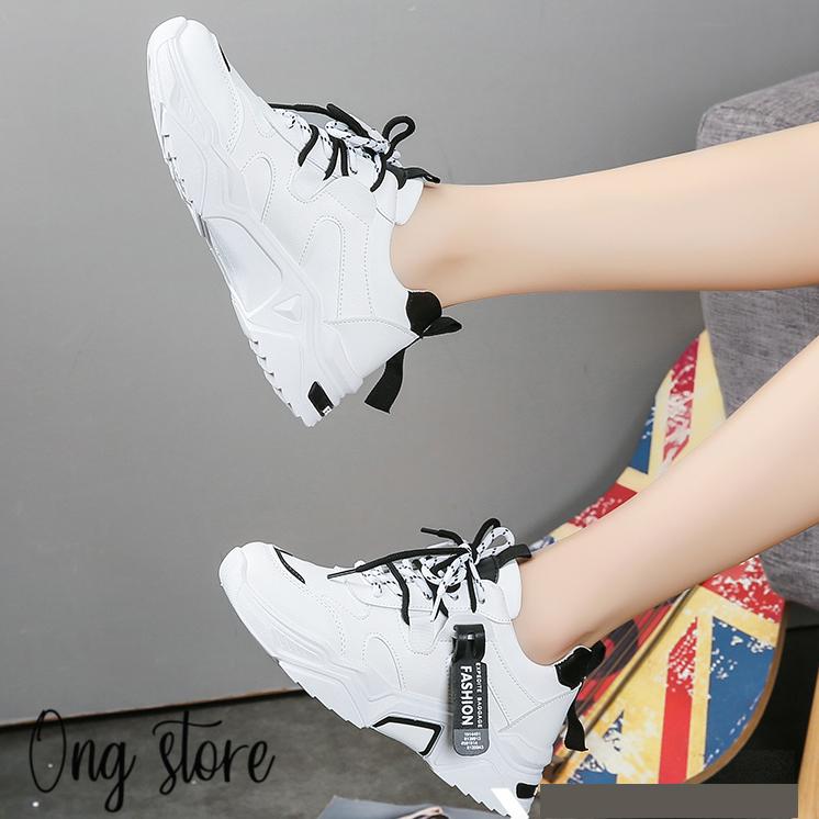 Giày học sinh nữ Hàn Quốc siêu đẹp , Giày thể thao nữ đế cao màu trắng 5 cm