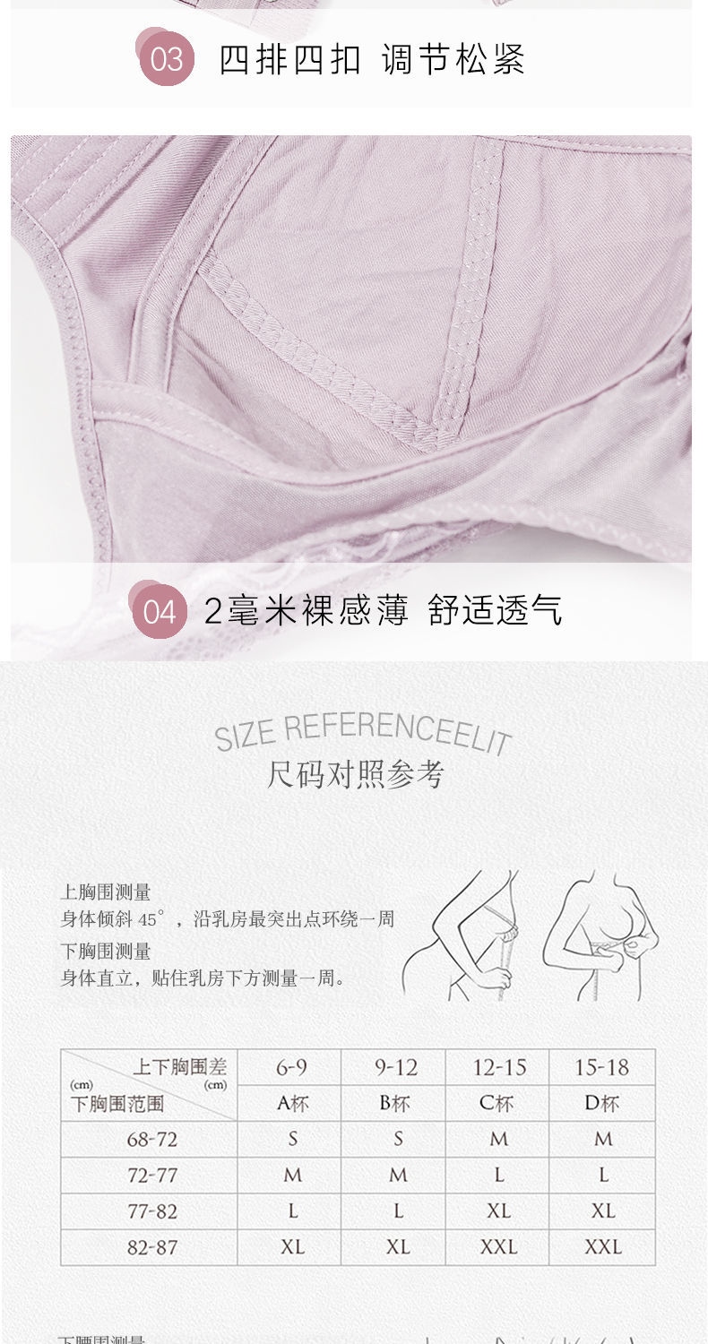 [sweet power] bigger sizes 200 jins female underwear lace bra show small thin big chest without rims bra wipes bosom 19