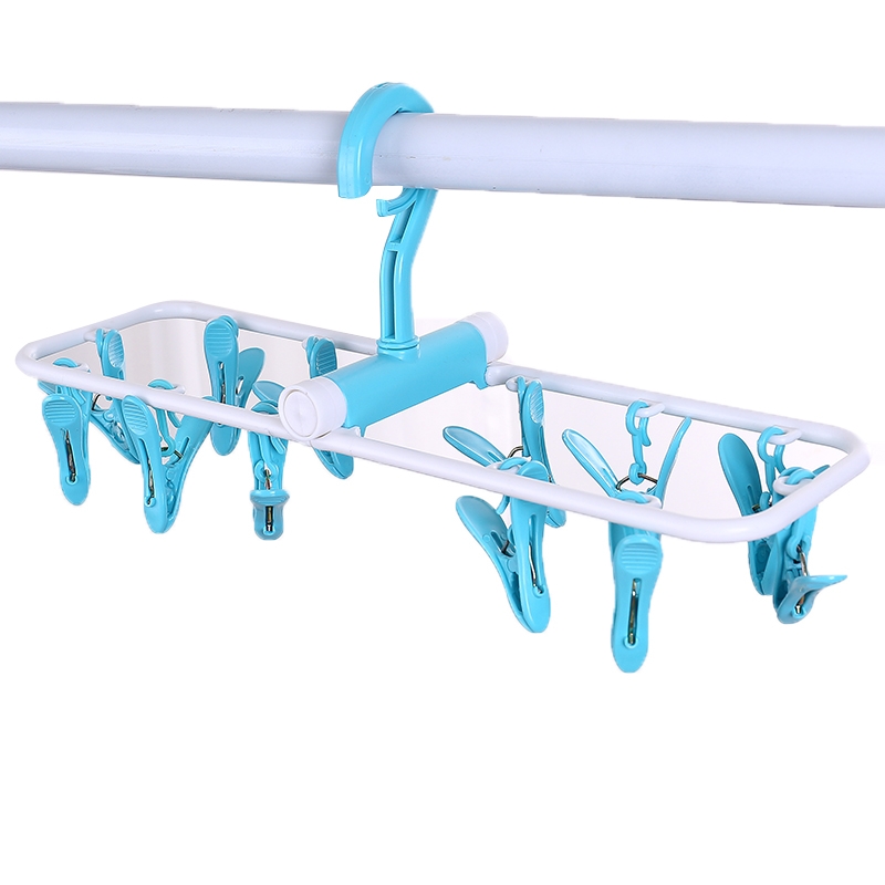 Móc Nhựa Chùm 12 Kẹp Phơi Đồ Thông Minh Xoay 360 độ, Gấp Gọn,Chống Gió, Phơi Đồ Cho Trẻ Nhỏ, Quần Áo, Vớ, Tất, Đồ Lót