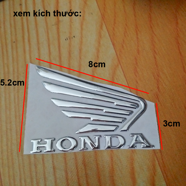 Bộ 2 tem logo cánh én HONDA 3D nổi  Đỏ  Lazadavn