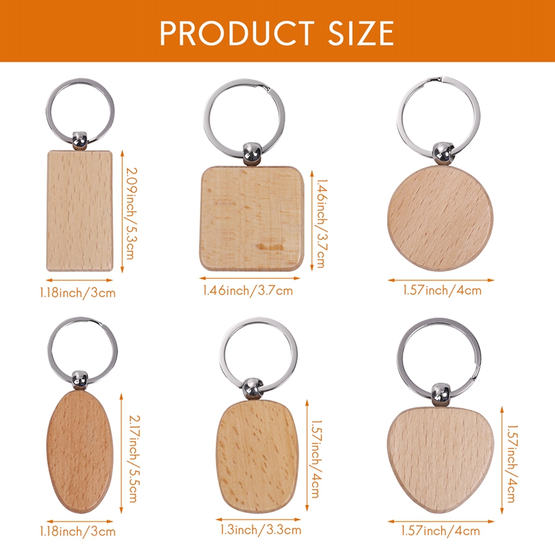 110pcs Wood Keychain Blanks, Unfinished Wood Key Tag, Wood Engraving Blanks  Key Chain For -rounded Square