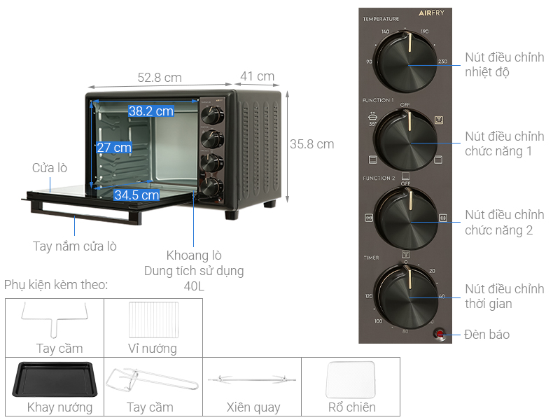 Lò nướng Electrolux EOT4022XFG 40 lít