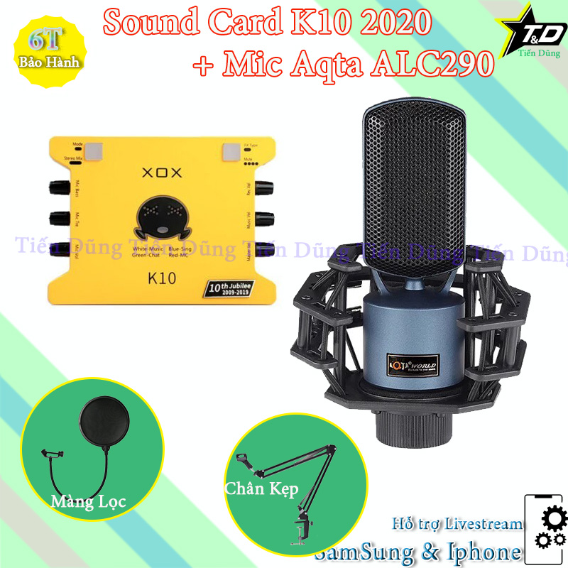Combo mic livestream karaoke Aqta ALC290 và sound card XOX K10 2020 bản tiếng anh Combo mic livestream karaoke Aqta ALC290 và sound card XOX K10 2020 bản tiếng anh