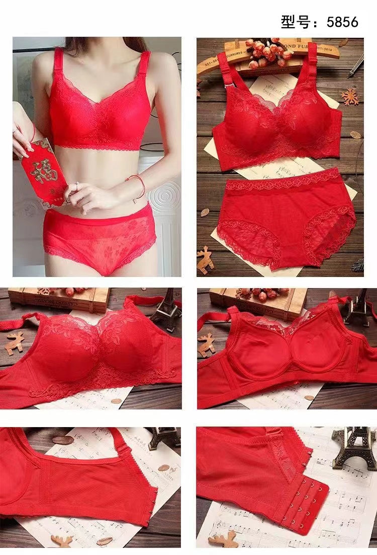 Single suit women gathered lift breasts sexy underwear bra benmingnian red underwear suits 13