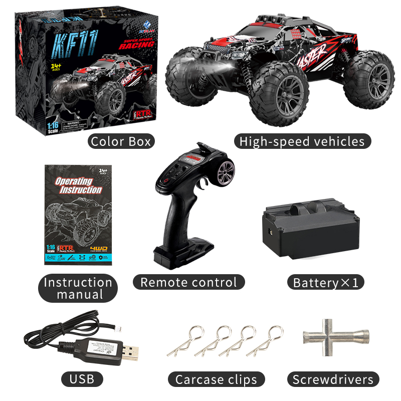 JDD【Available】【Fast delivery】KF11 Off-road RC Car 4WD 33km/h Electric  High Speed Drift Racing IPX6 Waterproof Remote Control Toys For Children