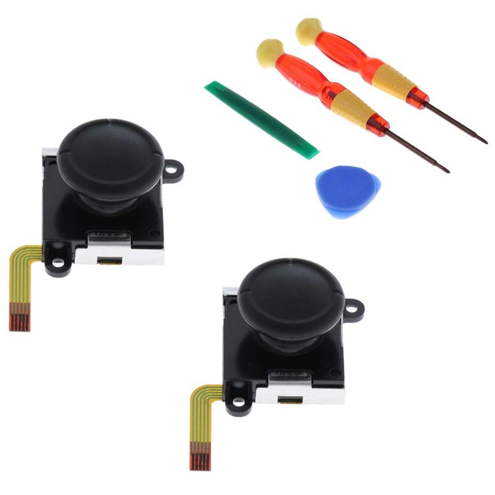 2Pack Left/Right Joystick Analog Game Pad Rocker + Plastic Prying Open Tool + Magnetic Screwdrivers for Nintendo Switch NS Joy-con Controller