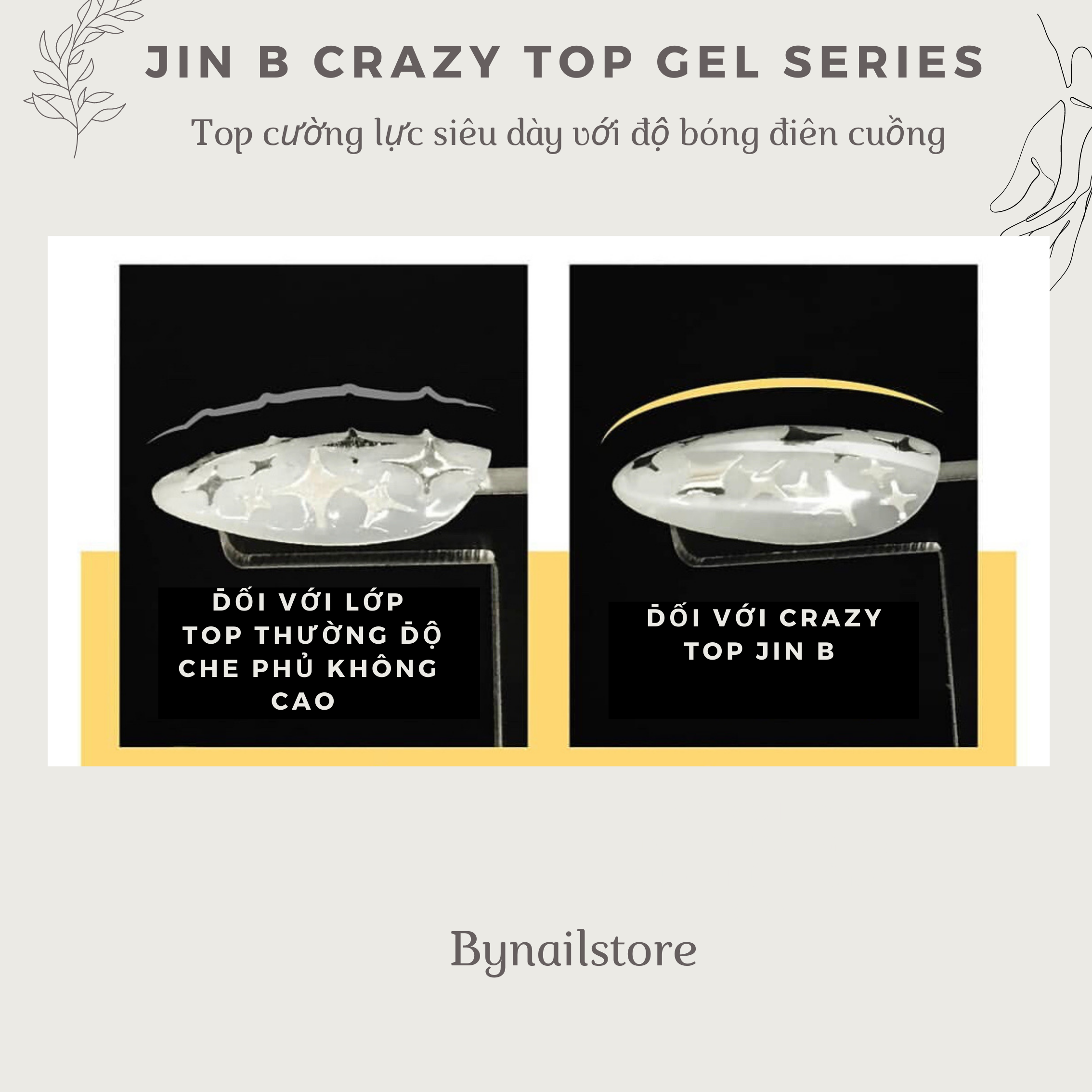 Jin B Sơn gel Top bóng Crazy Top gel 14ml Tạo lớp siêu Bóng bền