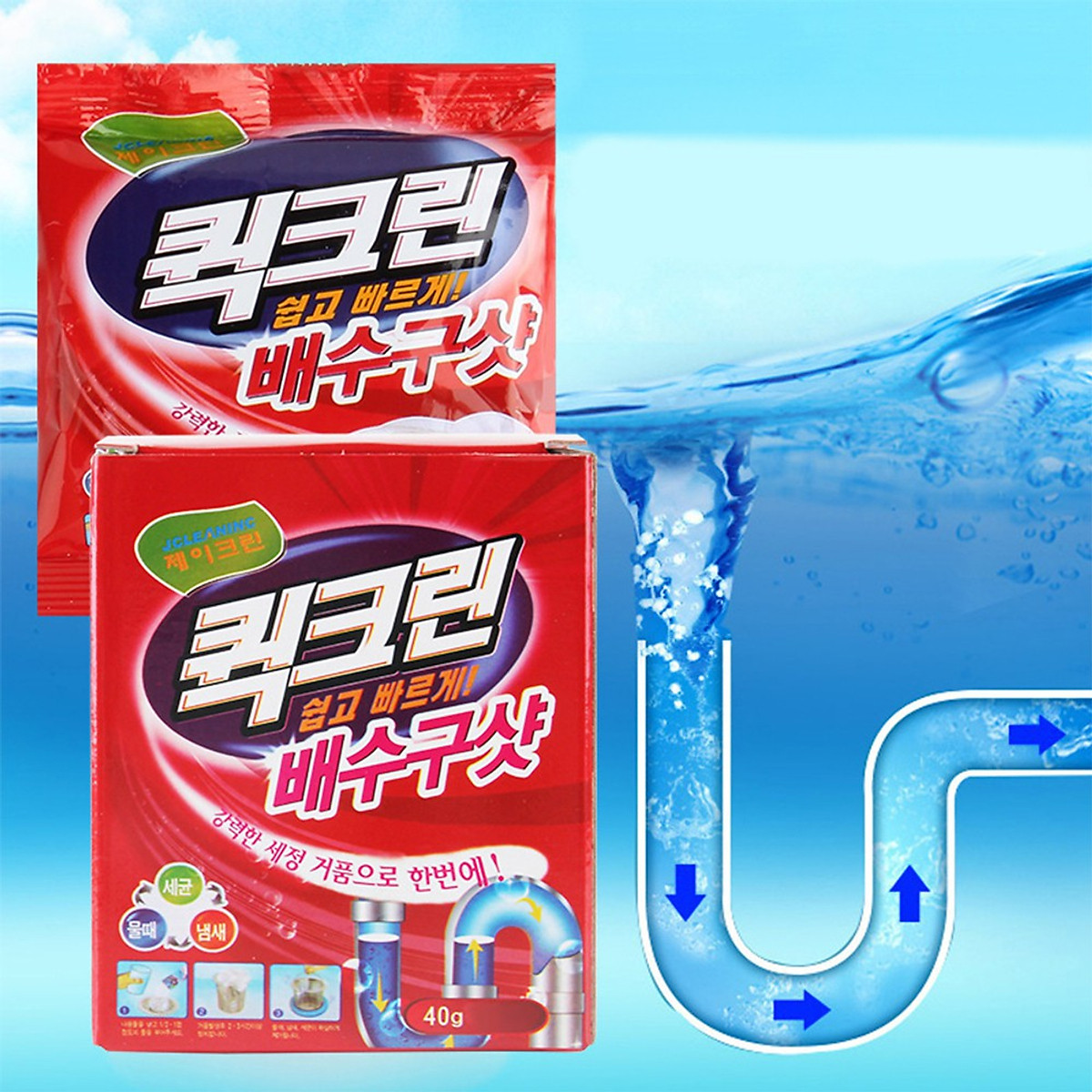 BỘT THÔNG TẮC CỐNG HÀN QUỐC SIÊU NHANH (Vỏ hộp màu đỏ) - THÔNG CỐNG SIÊU SẠCH CHỈ TRONG VÀI PHÚT