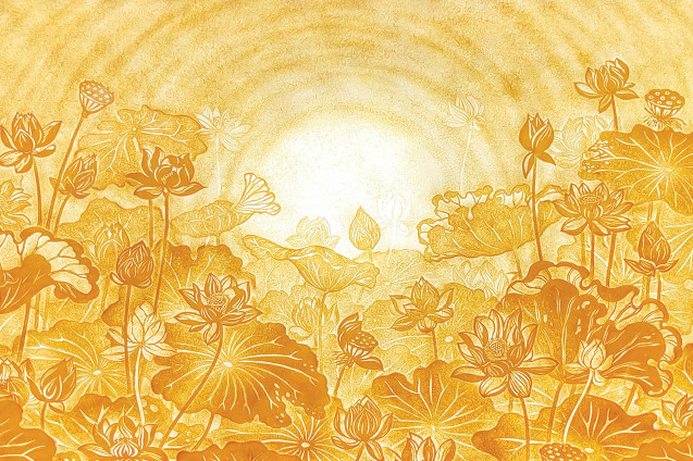 Tranh dán tường hoa sen vàng sẽ làm cho không gian của bạn trở nên tươi sáng và thư giãn hơn. Hãy đón xem và khám phá những mẫu tranh dán tường hoa sen vàng đẹp mắt trong bức tranh này. 