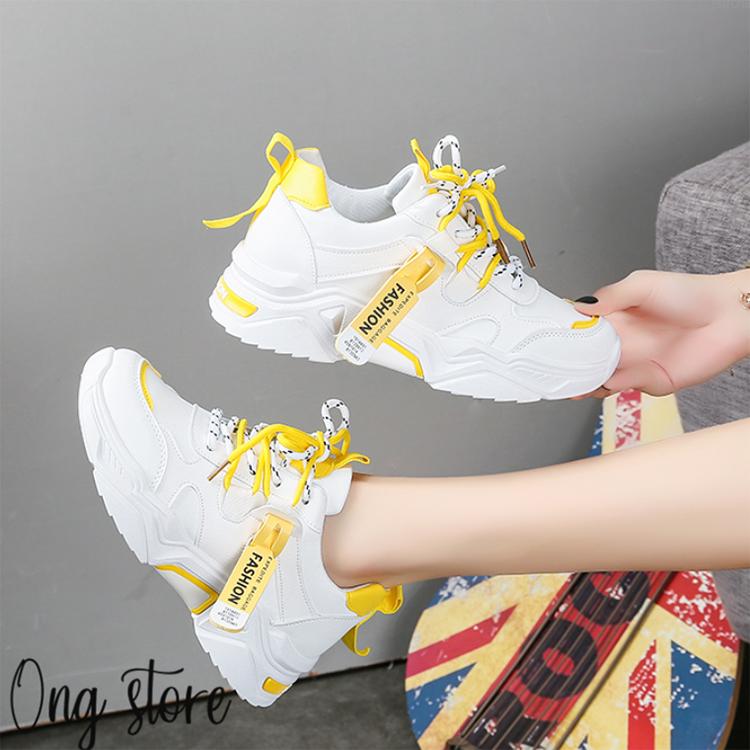 Giày học sinh nữ Hàn Quốc siêu đẹp , Giày thể thao nữ đế cao màu trắng 5 cm