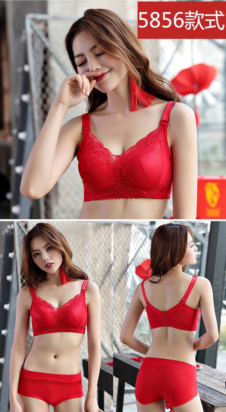 Single suit women gathered lift breasts sexy underwear bra benmingnian red underwear suits 7
