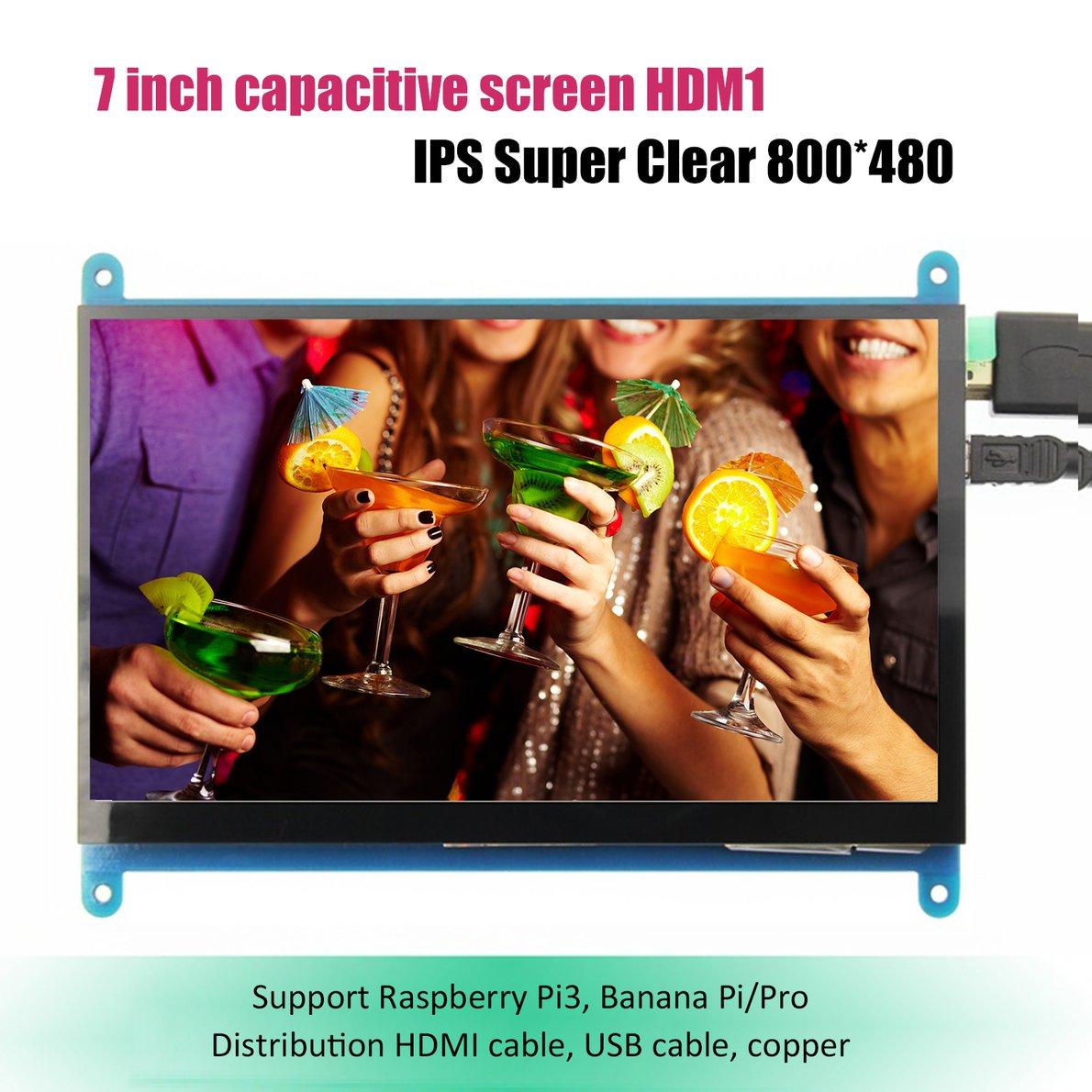 ขายดี 7-นิ้วจอ LCD HDMI 800X480 HD แผ่นคุณสมบัติหน้าจอสัมผัสสำหรับ Raspberry Pi 4 รุ่น B 3B +/ 3B/2B/B +