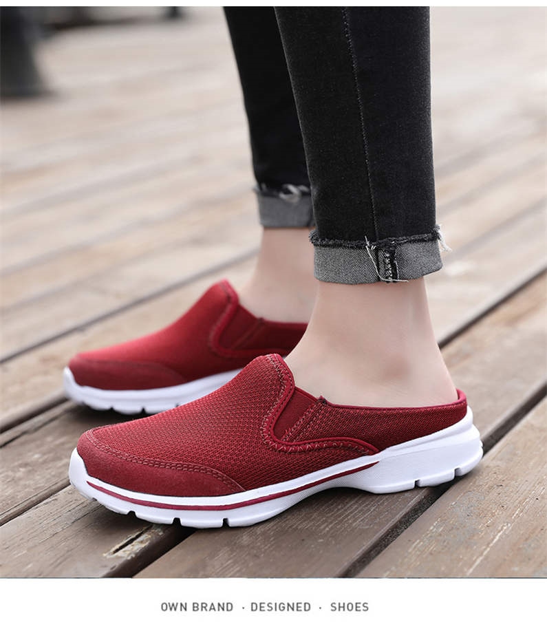 Fashion Shoes Women 39 s 2021 Mesh Slip on Half Slippers Flat Big Size Female Sneakers Women Comfort Casual Shoes Fly Weaving H7 21