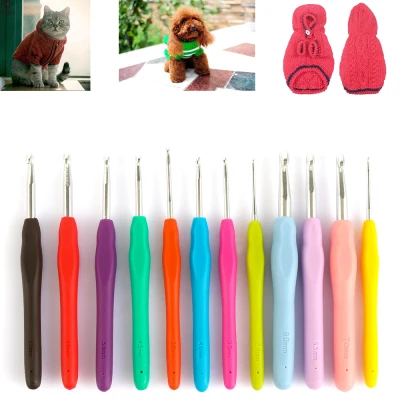 OKDEALS 2.0-10mm Multicolor Craft Tools DIY Ergonomic Handle Knitting Needles Crochet Hook Aluminum Weave Yarn (3)