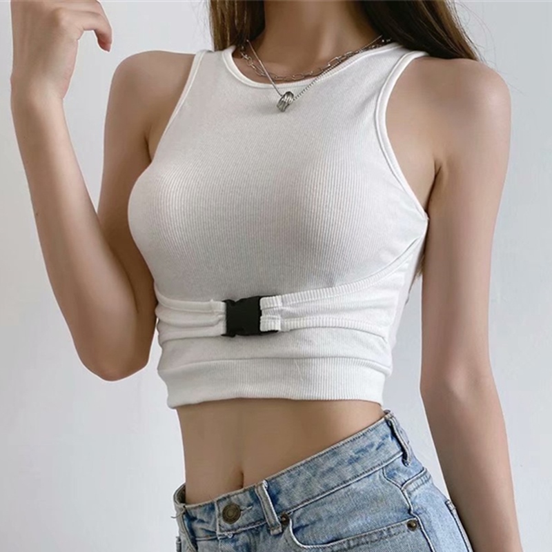 Bag buckles design feeling small sexy brief paragraph coat streets of Europe and the United States ins show thin summer wind tight sleeveless vest 3