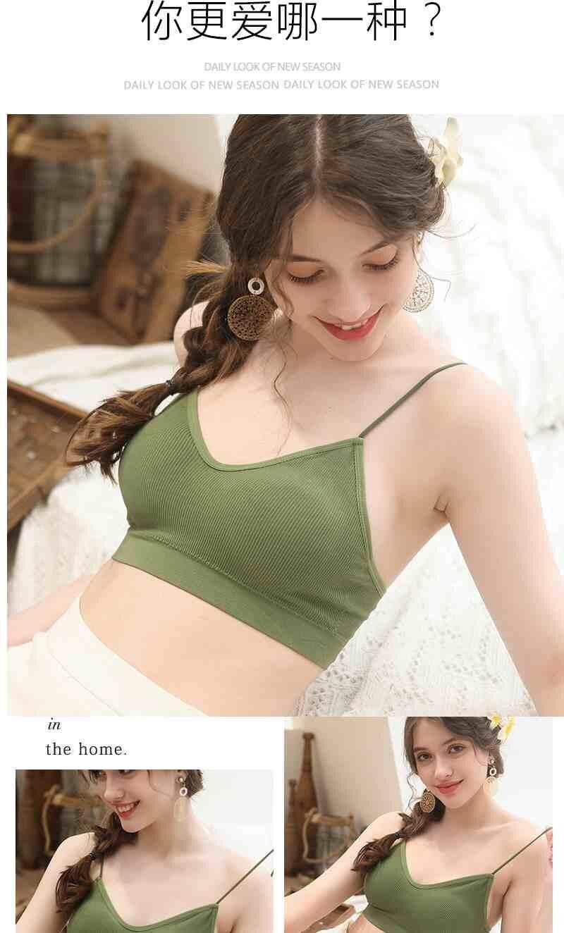 Beauty back bra without rims strapless bra with female students girl han edition middle wrapped chest exposed them render proof 15