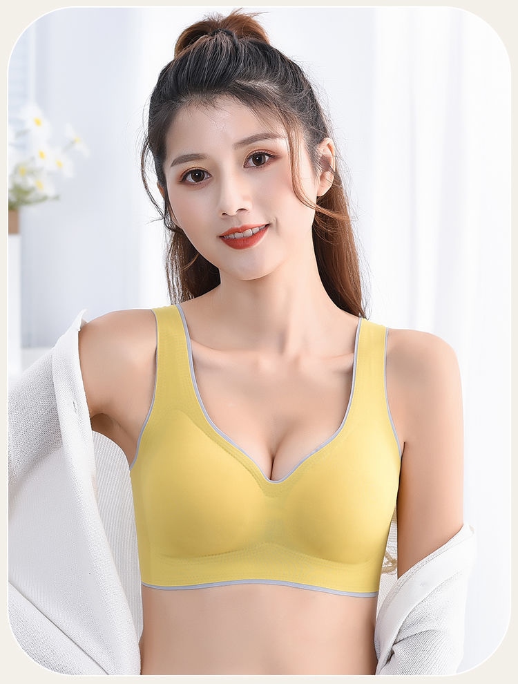 Thailand latex female underwear together without rims non-trace bra vice breast prolapse prevention young women sports vest 15