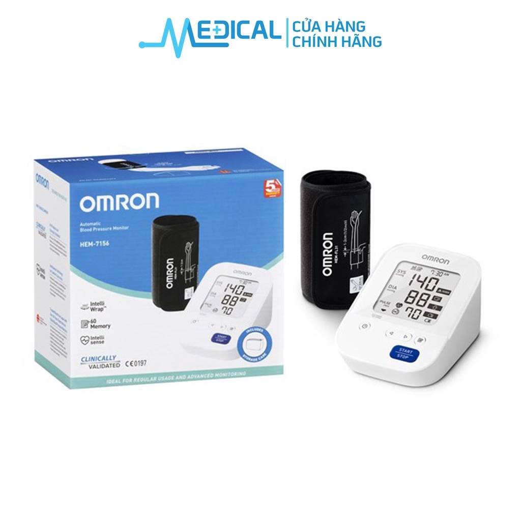 ✟✻⊙ Máy đo huyết áp bắp tay tự động OMRON HEM-7156 vòng bít xoay 360