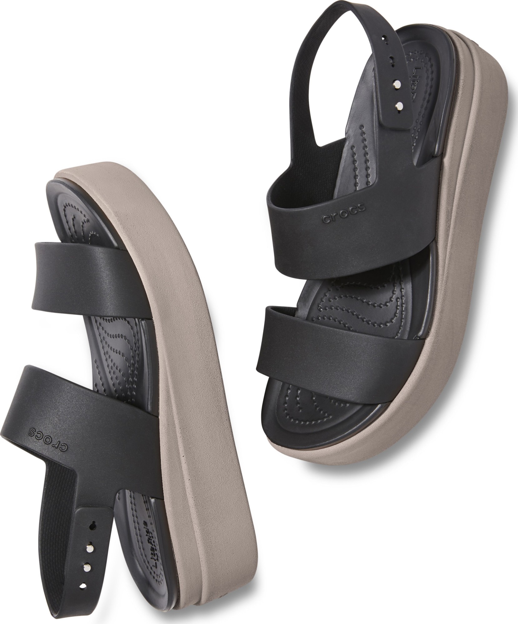 Giày sandal crocs chuẩn xịn, chống hôi chân, nhựa tế bào êm, mềm, dẻo, bền,  đi mưa, lội nước, đi biển đế xuồng  blooklyn low wedge màu đen |  