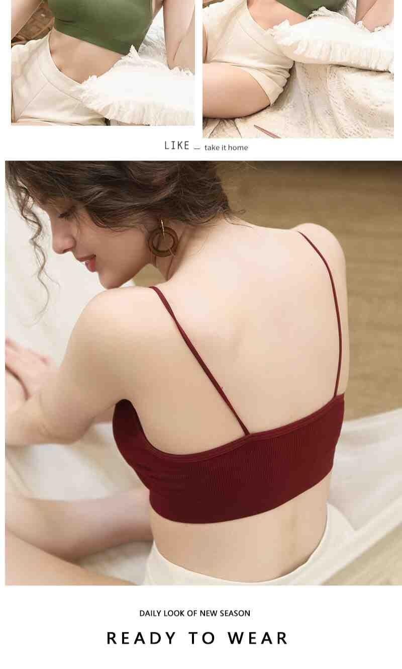 Beauty back bra without rims strapless bra with female students girl han edition middle wrapped chest exposed them render proof 16