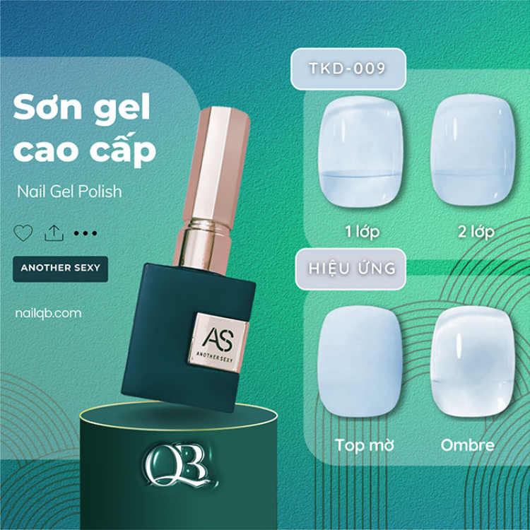 Sơn gel AS chai vuông màu thạch xanh lá nhạt mã TKD 009 - TKD 010 15ml (cần hơ đèn)