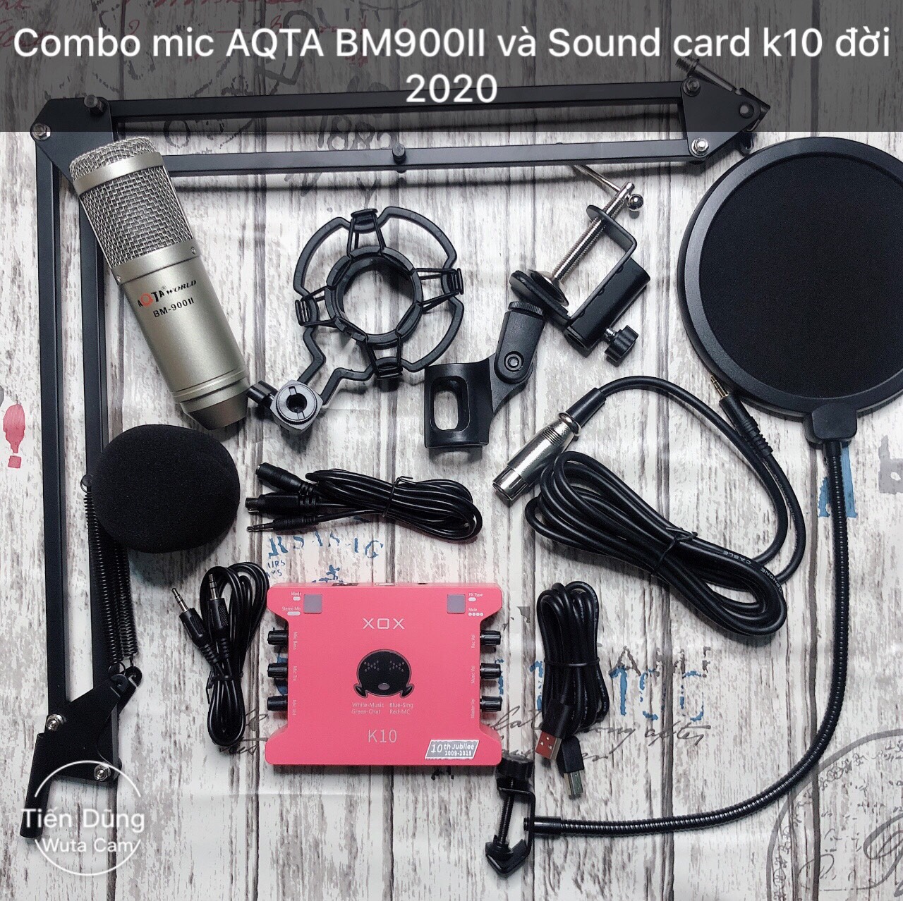 Mic thu âm AQTA BM900 II với Sound card k10 đời 2020 chân màng- Bộ