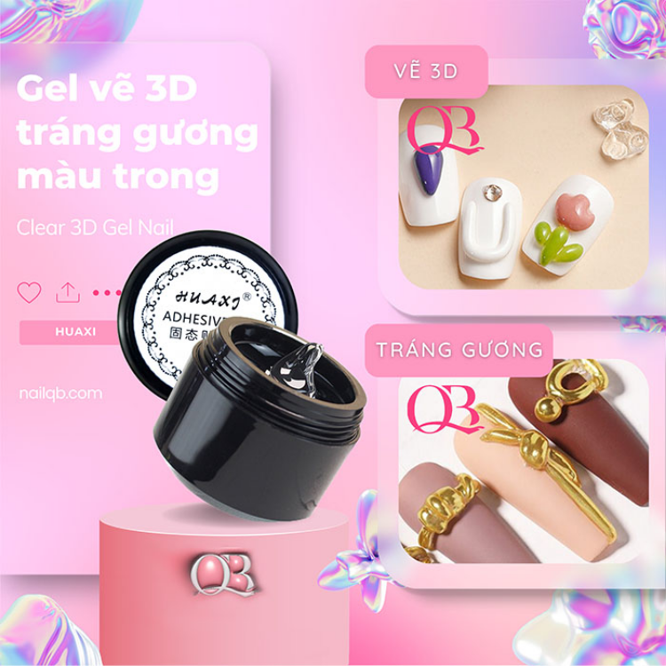 Gel vẽ móng 3D đa năng (gel khô vẽ nổi tráng gương, gel tạo hình 3D) màu trong Huaxi