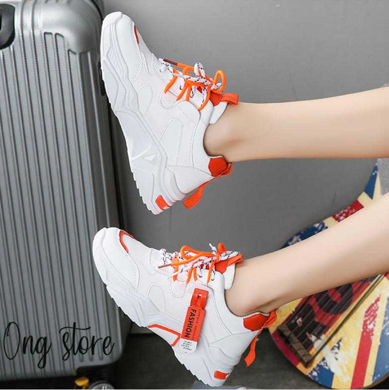 Giày học sinh nữ Hàn Quốc siêu đẹp , Giày thể thao nữ đế cao màu trắng 5 cm