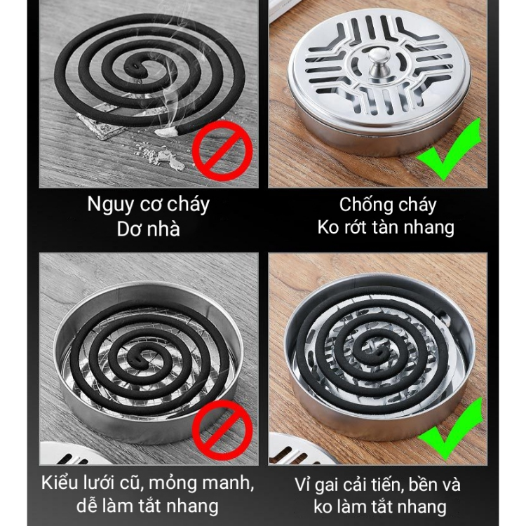 Khay đựng nhang muỗi inox có nắp đậy tiện lợi, Hộp đốt nhang muỗi đựng tro tàn hiệu quả bền bỉ - BUM STORE | Lazada.vn