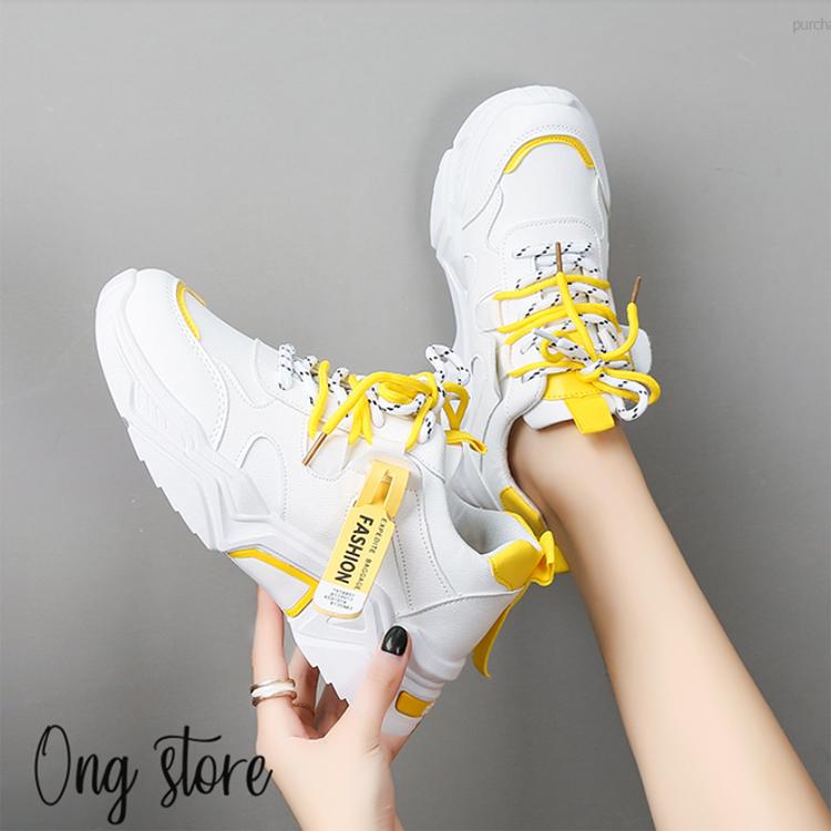 Giày học sinh nữ Hàn Quốc siêu đẹp , Giày thể thao nữ đế cao màu trắng 5 cm