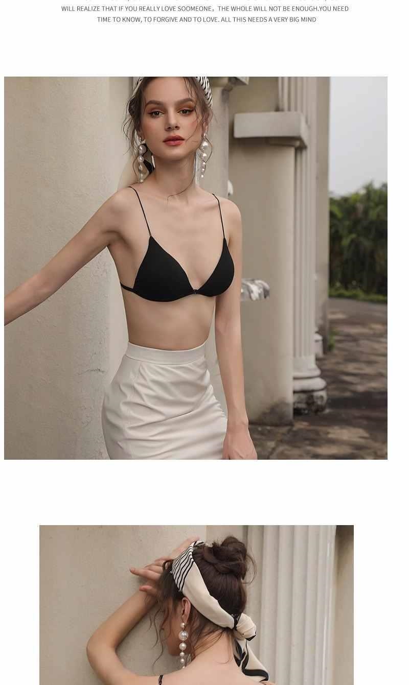Summer underwear female paragraph thin spaghetti straps beauty back before the triangle cup without rims bra backless flat chest strap bra 2