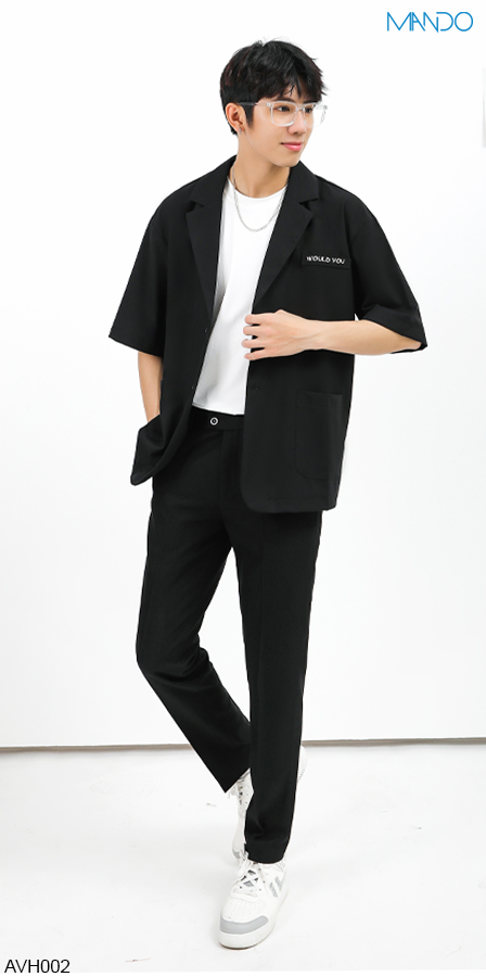Áo Blazer Nam Tay Lỡ MANDO Form Rộng Kiểu Dáng Thời Trang Hàn Quốc Basic Họa Tiết Thêu Would You AVH002