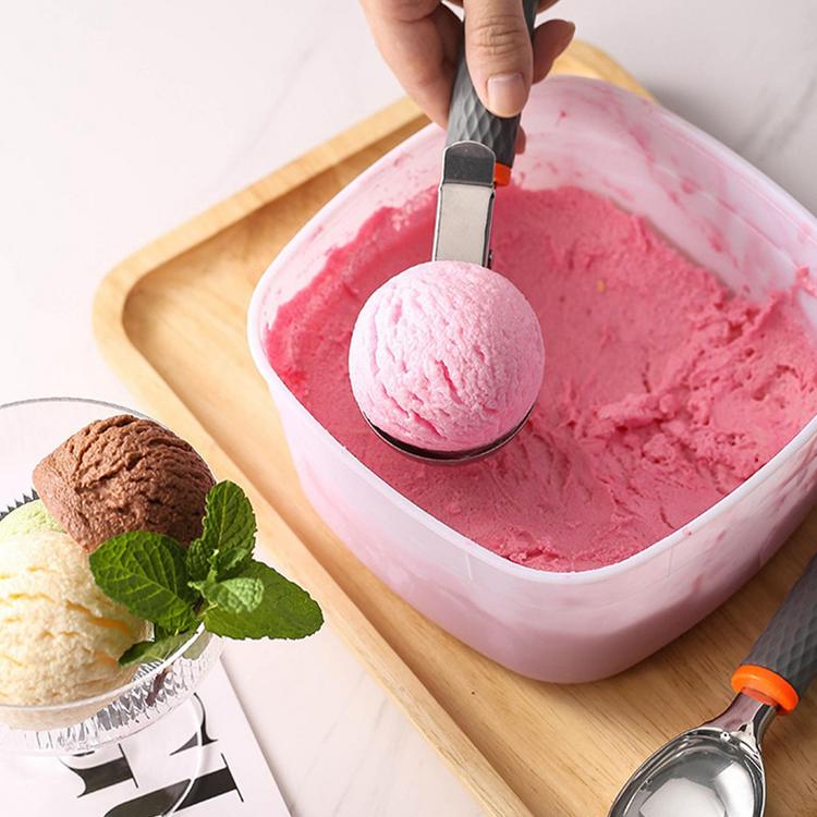 D Ice Cream Scoop, Stainless Steel Ice Cream Scooper with Trigger Release,  Metal Cookie Scoops, Iceream Scoop Spoon for Meatball Frozen Yogurt Gelatos
