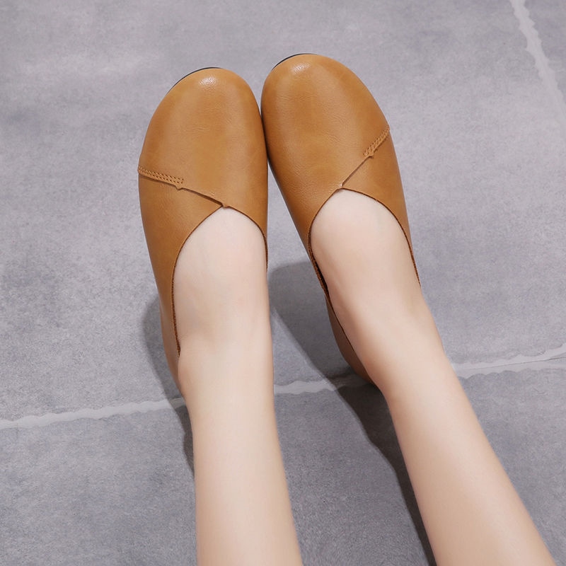 Cresfimix zapatos women fashion comfortable soft pu leather slip on flat shoes lady casual solid shoes female retro shoes a2424 20