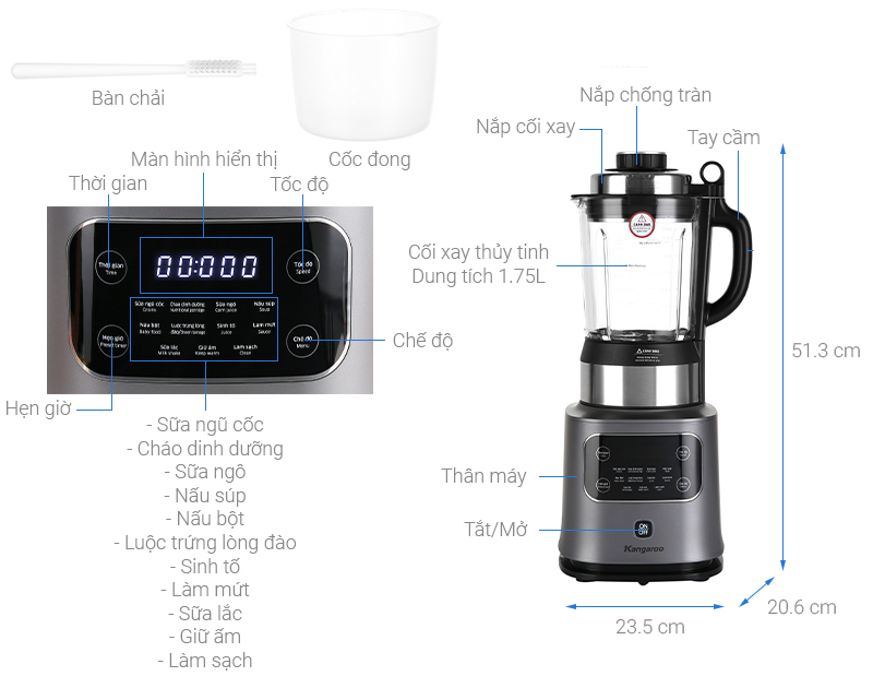 Máy xay nấu đa năng Kangaroo KG175HB1
