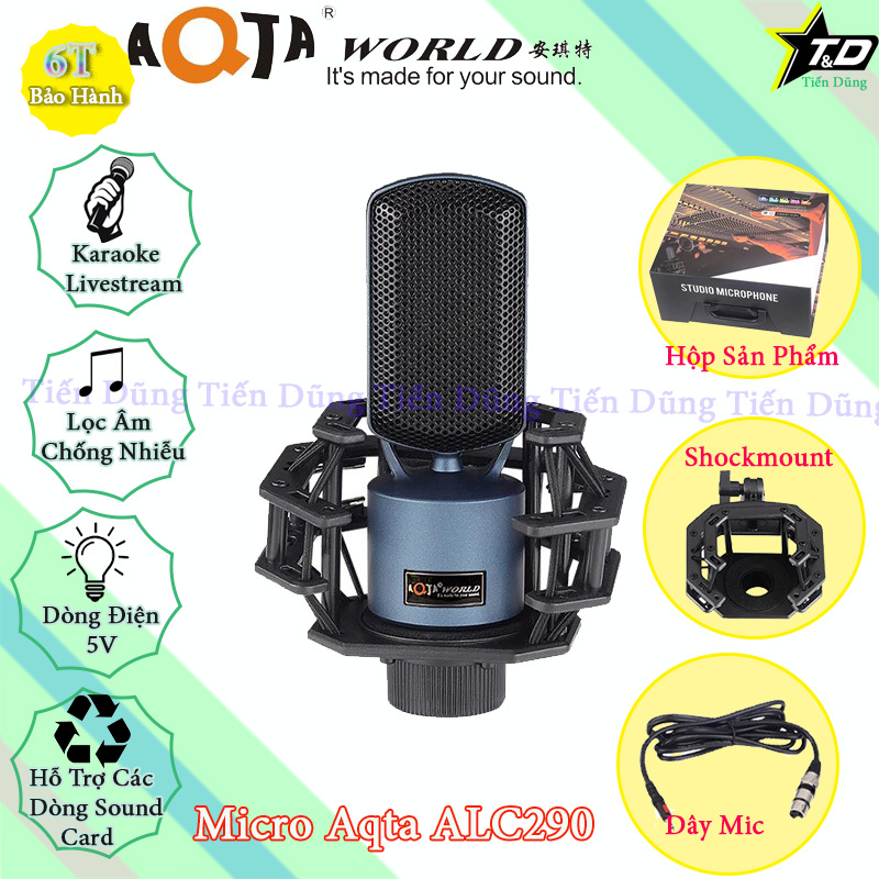 Combo mic livestream karaoke Aqta ALC290 và sound card XOX K10 2020 bản tiếng anh