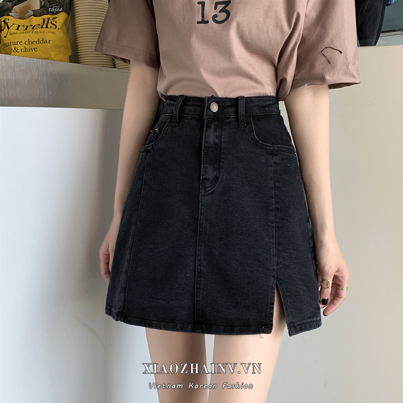 Chân Váy Jean  Chân Váy Nữ Thời Trang Nữ Phong Cách Hàn Quốc  Màu sắc ĐEN  Size M GTIN   JEAGO