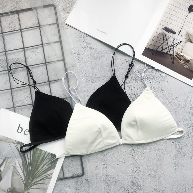 Summer underwear female paragraph thin spaghetti straps beauty back before the triangle cup without rims bra backless flat chest strap bra 10