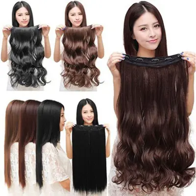DAFCASV Full Head High Temperature Fiber for Women Straight Curly Invisible Hairpiece Synthetic Wig Hair Extensions Clips In Hair Extensions (1)