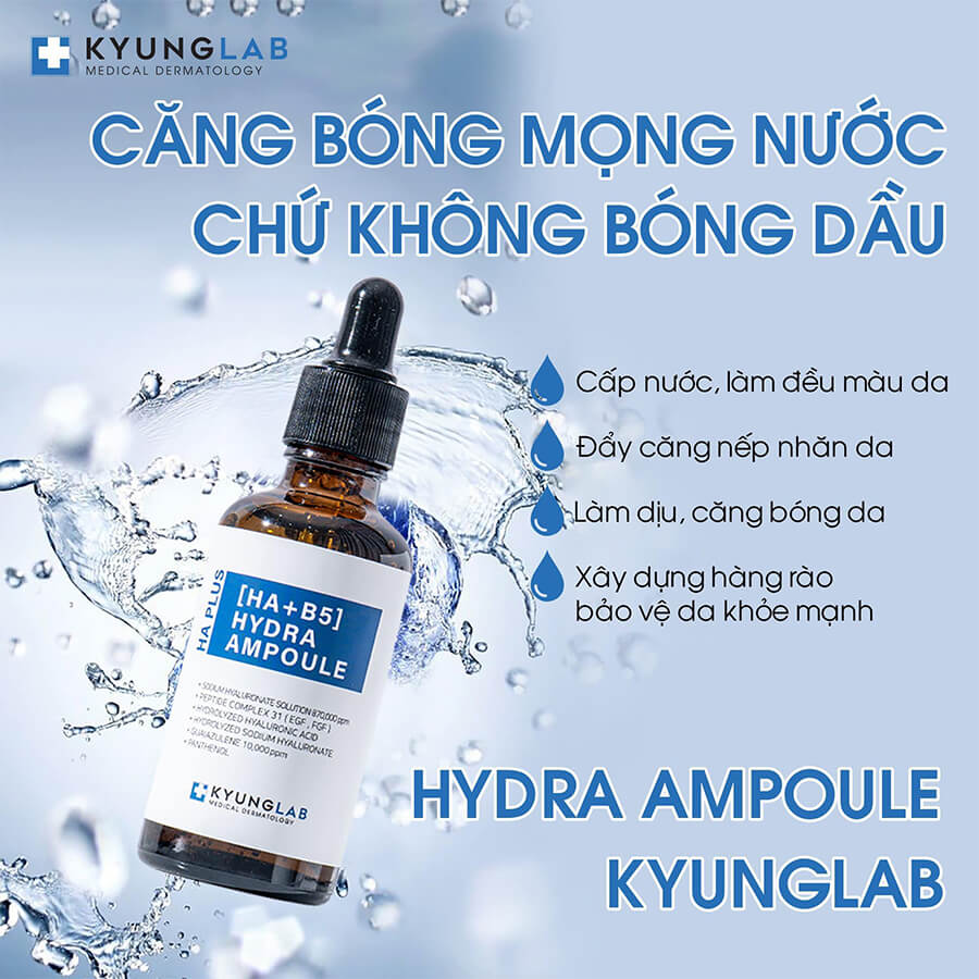 công dụng serum cấp ẩm căng bóng da kyunglab ha plus hydra ampoule myphamhera.com